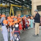 Daughters of employees of Bafaq steel complex visited their father’s workplace